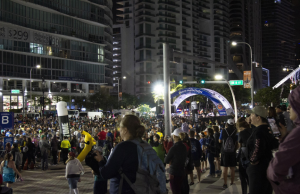 Thousands gathered at the start of the Lifetime Miami Marathon on Feb. 9, 2020. (Julia Tsairis/SFMN)